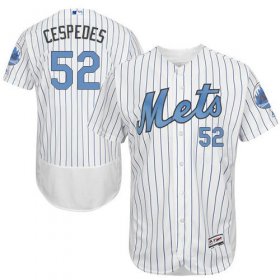 Wholesale Cheap Mets #52 Yoenis Cespedes White(Blue Strip) Flexbase Authentic Collection Father\'s Day Stitched MLB Jersey