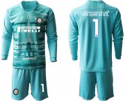 Wholesale Cheap 2020-21 Inter Milan lake blue goalkeeper 1# HANDANOVIC long sleeve soccer jerseys
