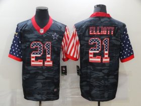 Wholesale Cheap Men\'s Dallas Cowboys #21 Ezekiel Elliott USA Camo 2020 Salute To Service Stitched NFL Nike Limited Jersey