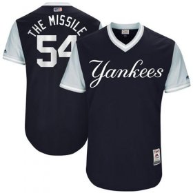 Wholesale Cheap Yankees #54 Aroldis Chapman Navy \"The Missile\" Players Weekend Authentic Stitched MLB Jersey