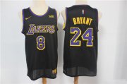 Wholesale Cheap Men's Los Angeles Lakers #8 #24 Kobe Bryant Black Nike Swingman 2021 Earned Edition Stitched Jersey With NEW Sponsor Logo