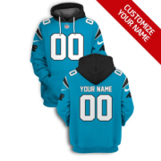 Wholesale Cheap Men's Carolina Panthers Active Player Blue Custom 2021 Pullover Hoodie