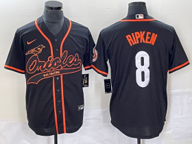Wholesale Cheap Men\'s Baltimore Orioles #8 Cal Ripken Jr Black Cool Base Stitched Baseball Jersey