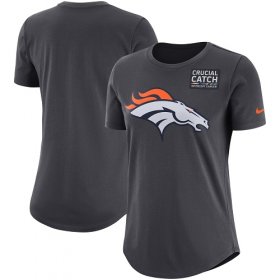 Wholesale Cheap NFL Women\'s Denver Broncos Nike Anthracite Crucial Catch Tri-Blend Performance T-Shirt