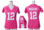 Wholesale Cheap Nike Packers #12 Aaron Rodgers Pink Draft Him Name & Number Top Women's Stitched NFL Elite Jersey