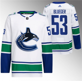 Wholesale Cheap Men\'s Vancouver Canucks #53 Teddy Blueger White Retro Stitched Jersey