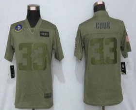 Wholesale Cheap Women\'s Minnesota Vikings #33 Dalvin Cook NEW Olive 2019 Salute To Service Stitched NFL Nike Limited Jersey