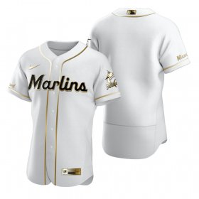 Wholesale Cheap Miami Marlins Blank White Nike Men\'s Authentic Golden Edition MLB Jersey