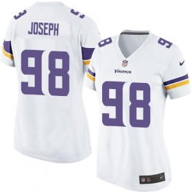 Wholesale Cheap Nike Vikings #98 Linval Joseph White Women\'s Stitched NFL Elite Jersey