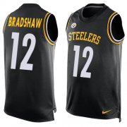 Wholesale Cheap Nike Steelers #12 Terry Bradshaw Black Team Color Men's Stitched NFL Limited Tank Top Jersey