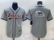 Wholesale Cheap Men's Denver Broncos Gray Team Big Logo With Patch Cool Base Stitched Baseball Jersey