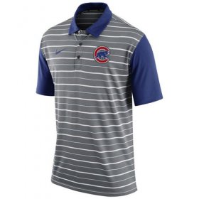 Wholesale Cheap Men\'s Chicago Cubs Nike Gray Dri-FIT Stripe Polo