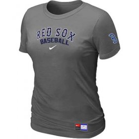 Wholesale Cheap Women\'s Boston Red Sox Nike Short Sleeve Practice MLB T-Shirt Crow Grey