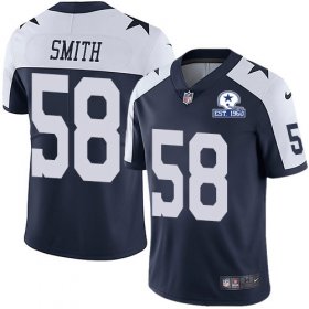 Wholesale Cheap Nike Cowboys #58 Aldon Smith Navy Blue Thanksgiving Men\'s Stitched With Established In 1960 Patch NFL Vapor Untouchable Limited Throwback Jersey