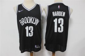 Wholesale Cheap Men\'s Brooklyn Nets #13 James Harden Black 75th Anniversary Diamond 2021 Stitched Jersey
