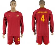 Wholesale Cheap Roma #4 Nainggolan Home Long Sleeves Soccer Club Jersey
