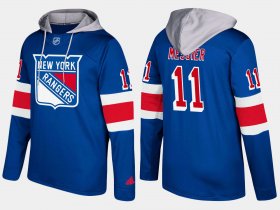 Wholesale Cheap Rangers #11 Mark Messier Blue Name And Number Hoodie