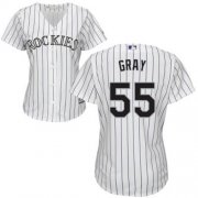 Wholesale Cheap Rockies #55 Jon Gray White Strip Home Women's Stitched MLB Jersey