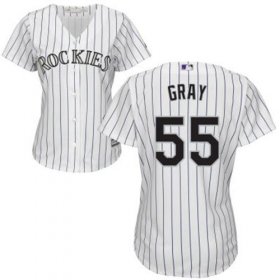 Wholesale Cheap Rockies #55 Jon Gray White Strip Home Women\'s Stitched MLB Jersey