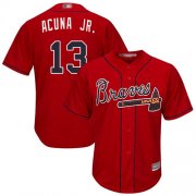 Wholesale Cheap Braves #13 Ronald Acuna Jr. Red New Cool Base Stitched MLB Jersey