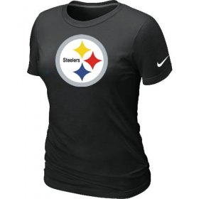 Wholesale Cheap Women\'s Nike Pittsburgh Steelers Logo NFL T-Shirt Black