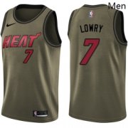 Wholesale Cheap Men Nike Miami Heat 7 Kyle Lowry Green Salute to Service NBA Swingman Jersey