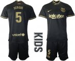 Wholesale Cheap Youth 2020-2021 club Barcelona away 5 black Soccer Jerseys