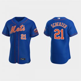 Wholesale Cheap Men\'s New York Mets #21 Max Scherzer Royal Flex Base Stitched Jersey