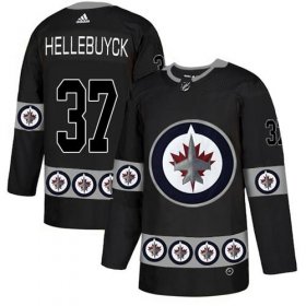 Wholesale Cheap Adidas Jets #37 Connor Hellebuyck Black Authentic Team Logo Fashion Stitched NHL Jersey