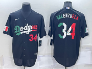 Wholesale Cheap Men's Los Angeles Dodgers #34 Toro Valenzuela Mexico Black Cool Base Stitched Baseball Jersey