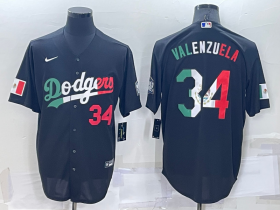 Wholesale Cheap Men\'s Los Angeles Dodgers #34 Toro Valenzuela Mexico Black Cool Base Stitched Baseball Jersey