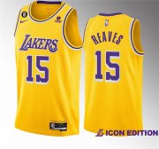 Wholesale Cheap Men's Los Angeles Lakers #15 Austin Reaves Yellow Edition With NO.6 Patch Stitched Basketball Jersey