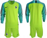 Wholesale Cheap France Blank Green Goalkeeper Long Sleeves Soccer Country Jersey