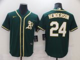 Wholesale Cheap Men Oakland Athletics 24 Henderson Green Game 2021 Nike MLB Jersey