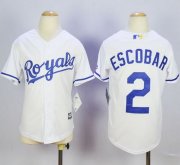 Wholesale Cheap Royals #2 Alcides Escobar White Cool Base Stitched Youth MLB Jersey