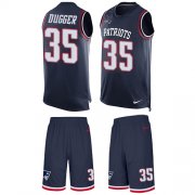 Wholesale Cheap Nike Patriots #35 Kyle Dugger Navy Blue Team Color Men's Stitched NFL Limited Tank Top Suit Jersey