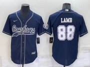 Wholesale Cheap Men's Dallas Cowboys #88 CeeDee Lamb Navy Blue Stitched Cool Base Nike Baseball Jersey