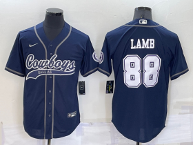Wholesale Cheap Men\'s Dallas Cowboys #88 CeeDee Lamb Navy Blue Stitched Cool Base Nike Baseball Jersey