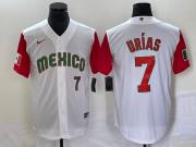 Wholesale Cheap Men's Mexico Baseball #7 Julio Urias Number 2023 White Red World Classic Stitched Jersey21