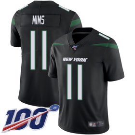 Wholesale Cheap Nike Jets #11 Denzel Mim Black Alternate Men\'s Stitched NFL 100th Season Vapor Untouchable Limited Jersey