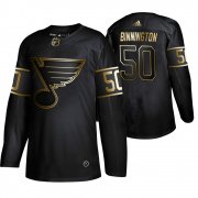 Wholesale Cheap Adidas Blues #50 Jordan Binnington Men's 2019 Black Golden Edition Authentic Stitched NHL Jersey