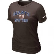 Wholesale Cheap Women's Nike New York Giants Heart & Soul NFL T-Shirt Brown