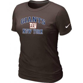 Wholesale Cheap Women\'s Nike New York Giants Heart & Soul NFL T-Shirt Brown