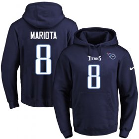 Wholesale Cheap Nike Titans #8 Marcus Mariota Navy Blue Name & Number Pullover NFL Hoodie