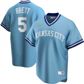 Wholesale Cheap Kansas City Royals #5 George Brett Nike Road Cooperstown Collection Player MLB Jersey Light Blue