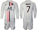 Wholesale Cheap Men 2021-2022 ClubParis Saint-Germainaway white Long Sleeve 7 Soccer Jersey