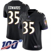 Wholesale Cheap Nike Ravens #35 Gus Edwards Black Alternate Men's Stitched NFL 100th Season Vapor Untouchable Limited Jersey