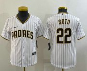 Cheap Youth San Diego Padres #22 Juan Soto White Stitched MLB Cool Base Nike Jersey