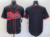 Wholesale Cheap Men's Cincinnati Reds Black With Patch Cool Base Stitched Baseball Jersey