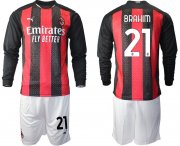 Wholesale Cheap 2020-2021 club AC milan home long sleeve 21 red Soccer Jerseys